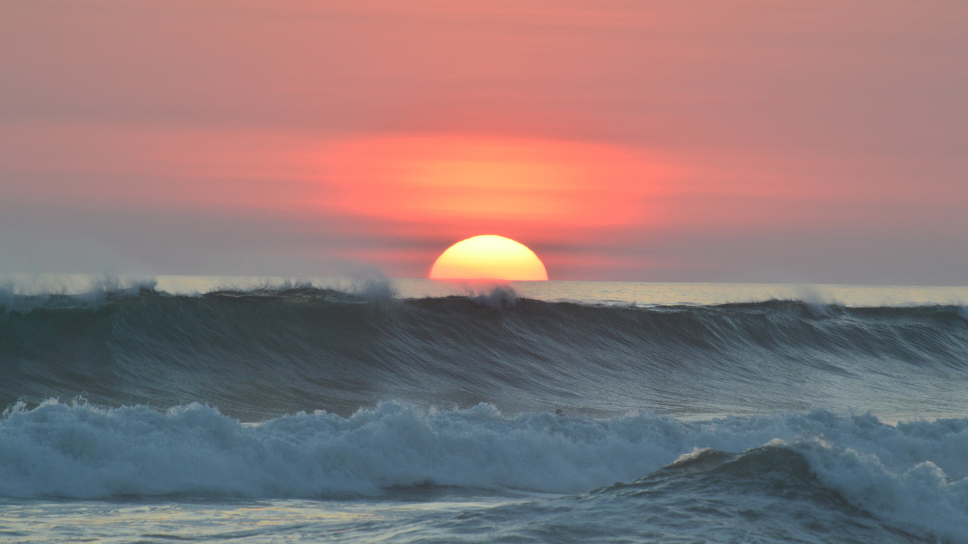 Ocean sunset waves
