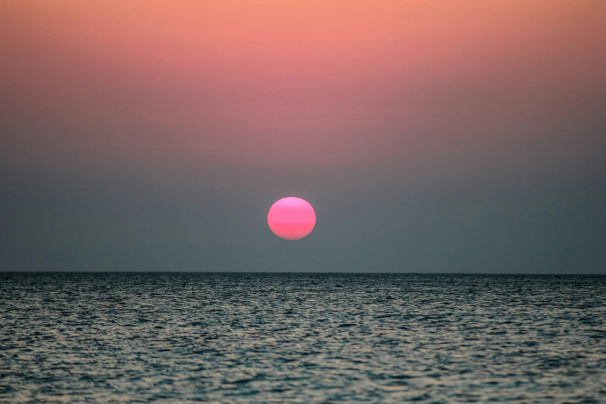 pink sunset over the ocean