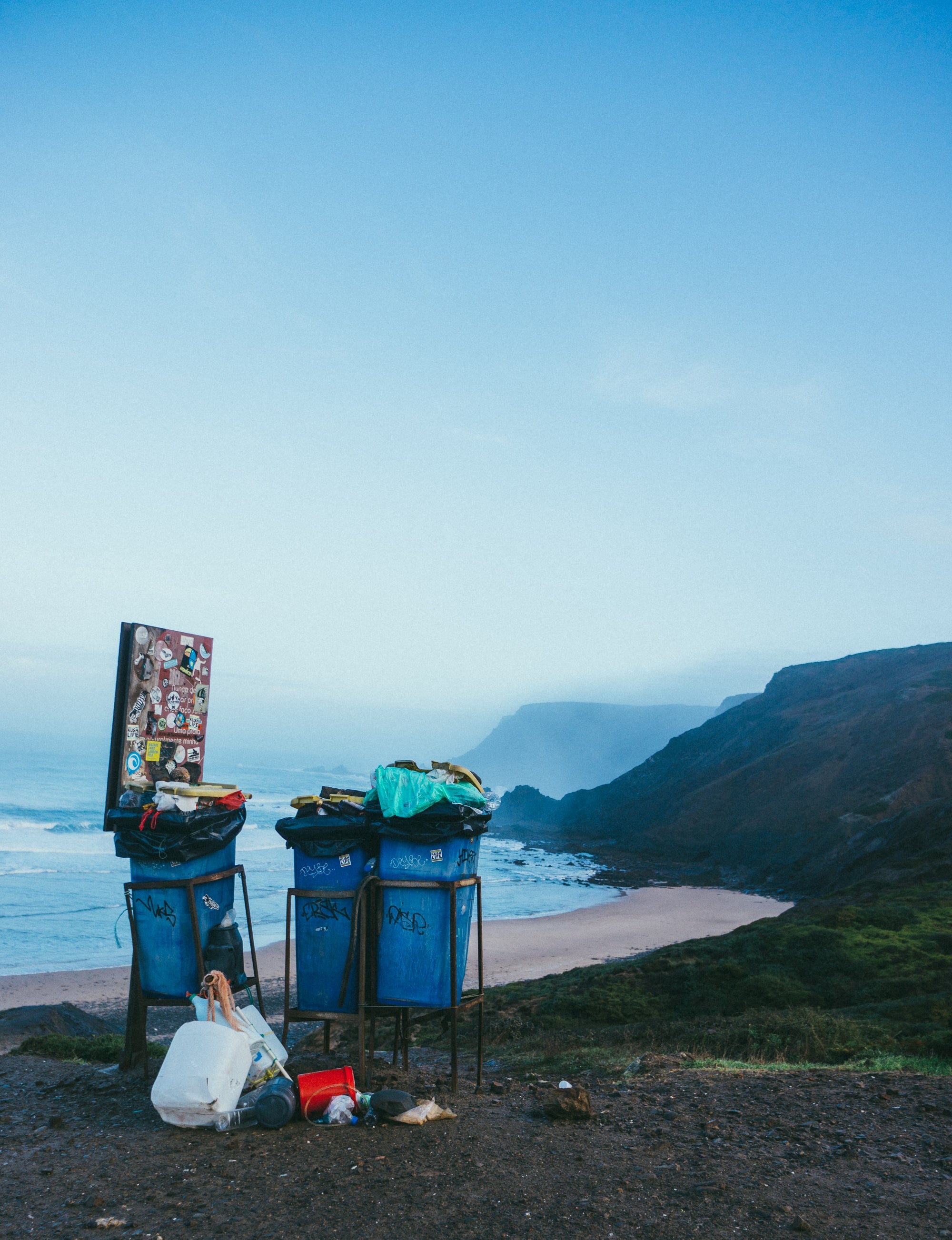 Bins on beach