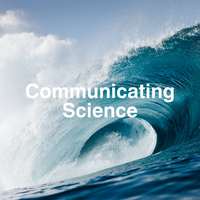 Wave in the ocean with the text 'Communicating Science' overlayed.