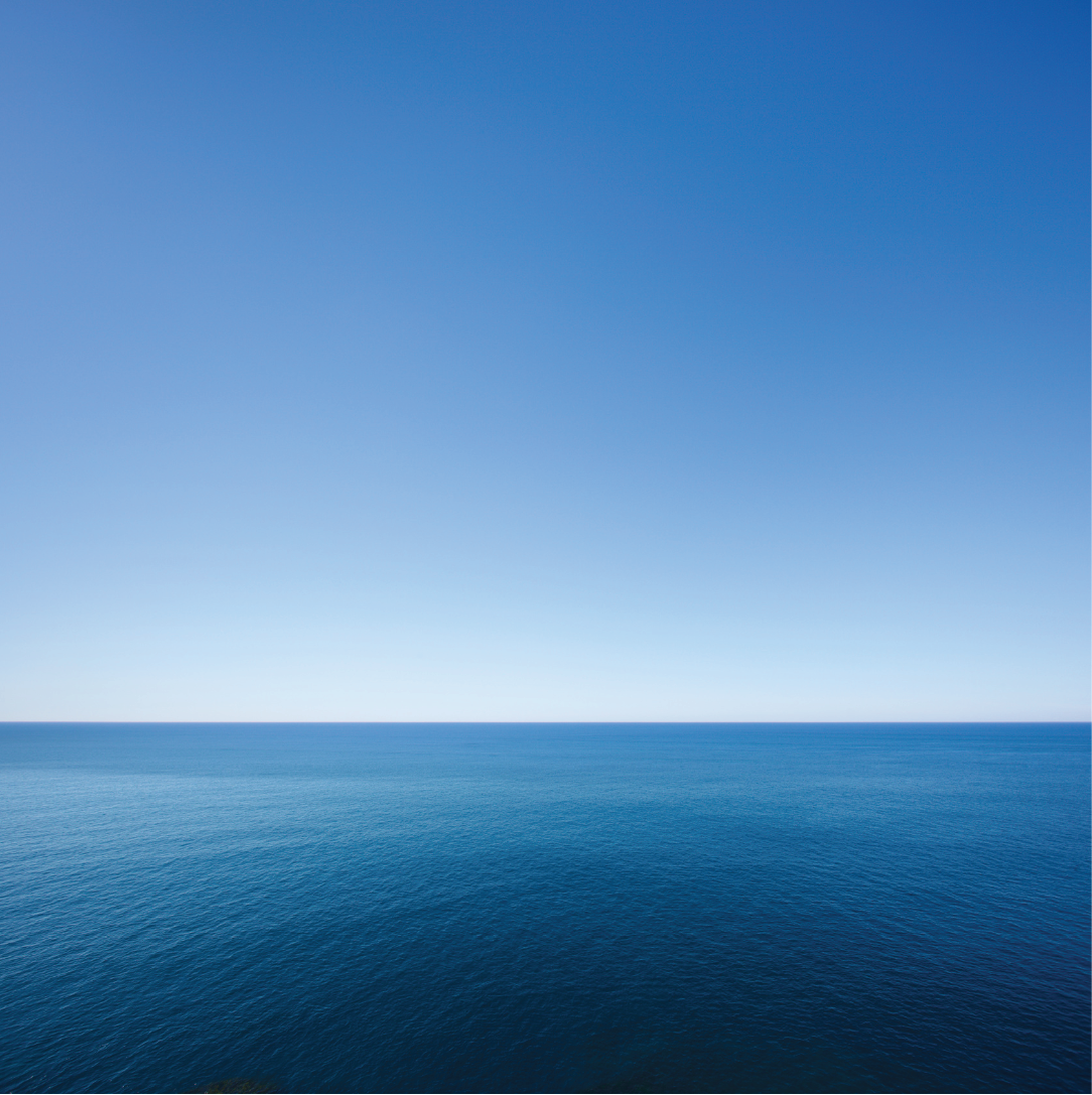 Ocean blue horizon and sky.