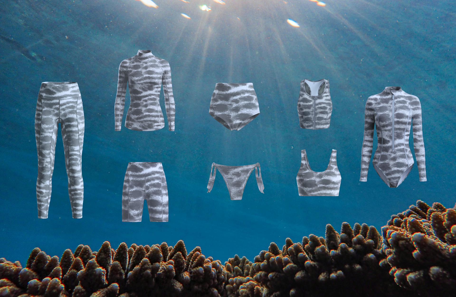 NAUTRA's Tiger Shark swimwear collection.